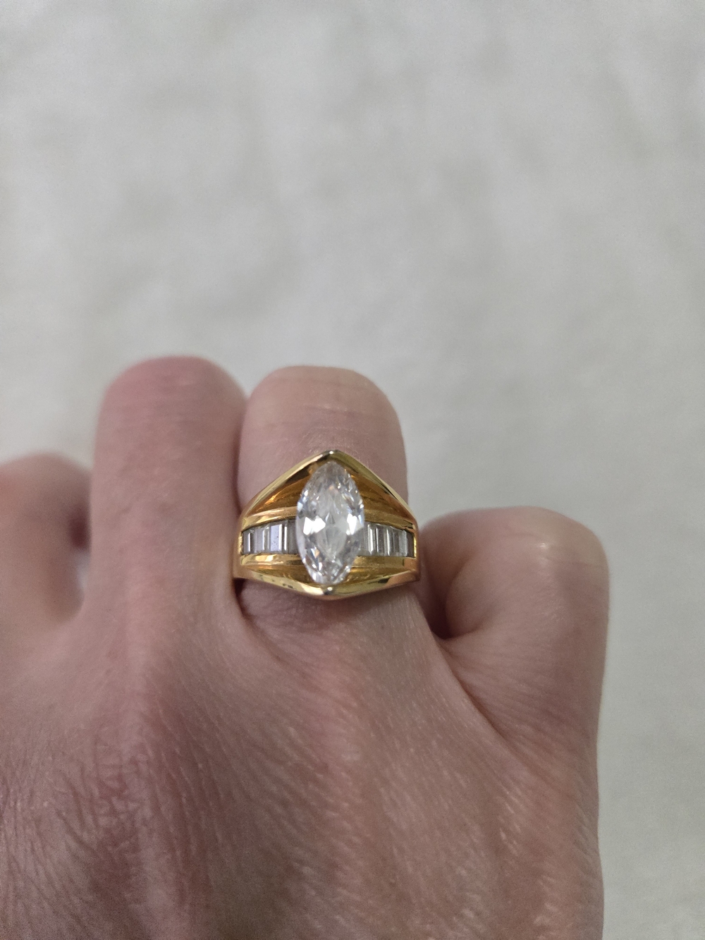 Gold Marquise Simulated Diamond Ring - Size 6 NWOT